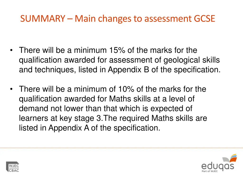 summary main changes to assessment gcse 1