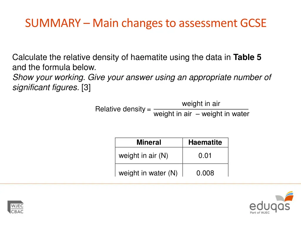 summary main changes to assessment gcse 3