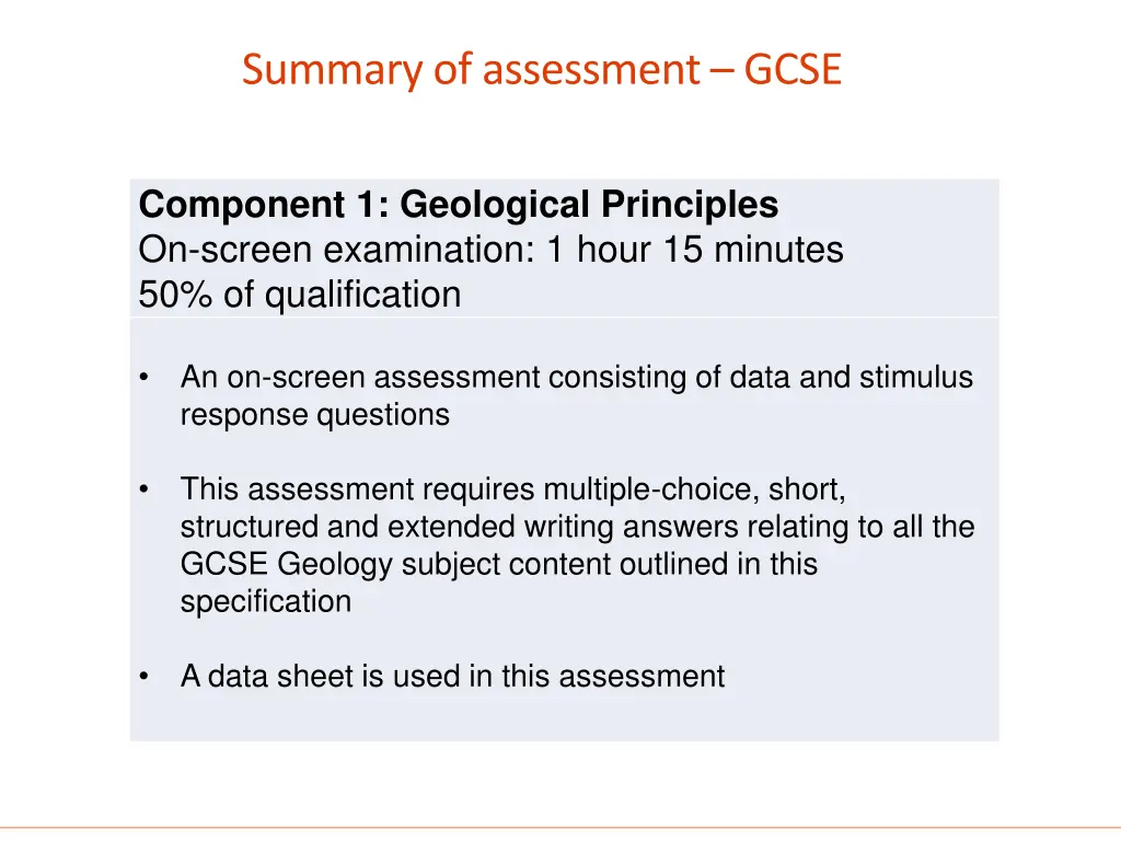 summary of assessment gcse 1