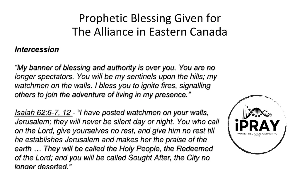 prophetic blessing given for the alliance 3