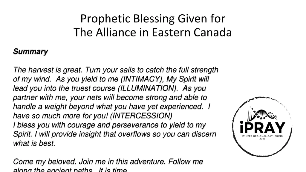 prophetic blessing given for the alliance 5