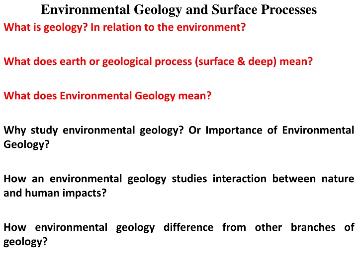 environmental geology and surface processes what