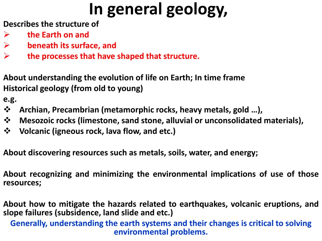 in general geology