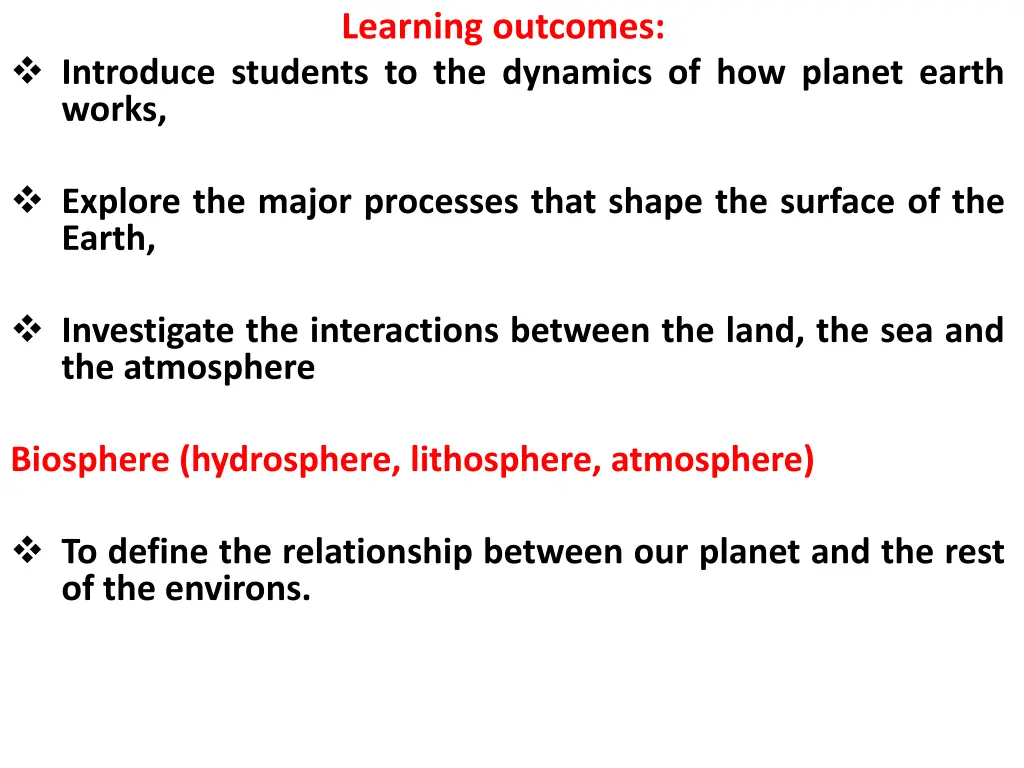 learning outcomes