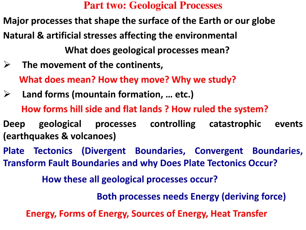 part two geological processes