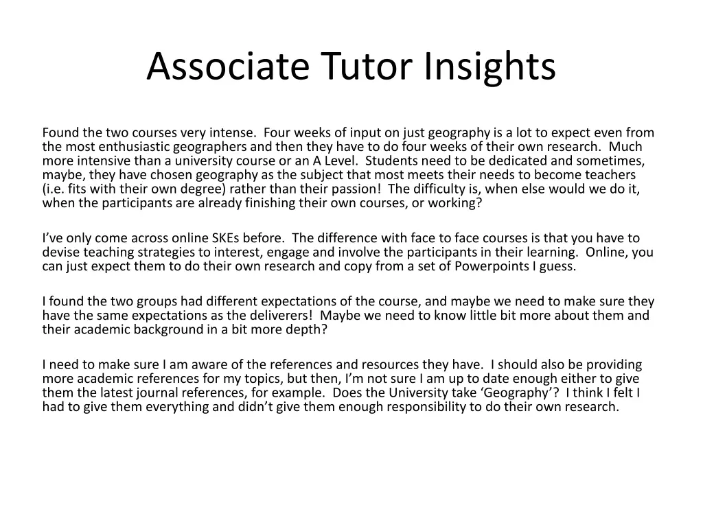 associate tutor insights