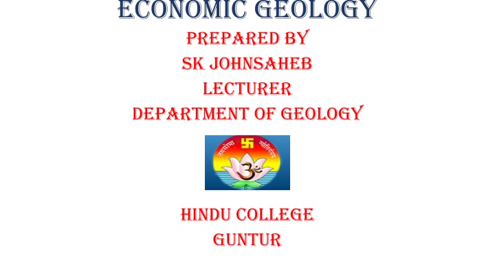 economic geology prepared by sk johnsaheb