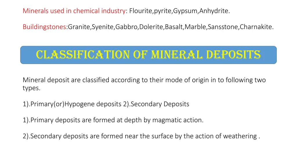 minerals used in chemical industry flourite