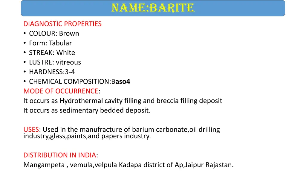 name barite