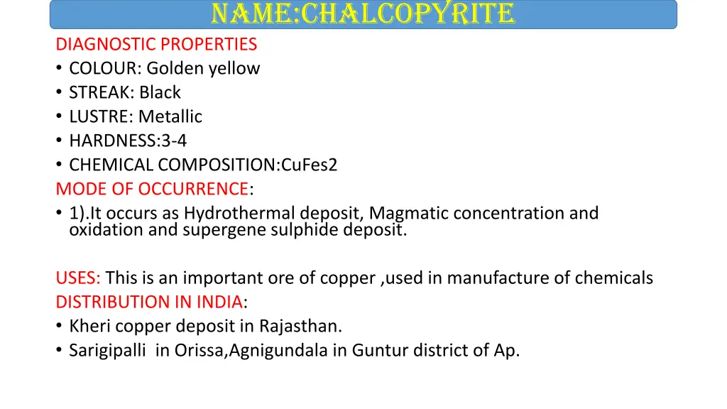 name chalcopyrite