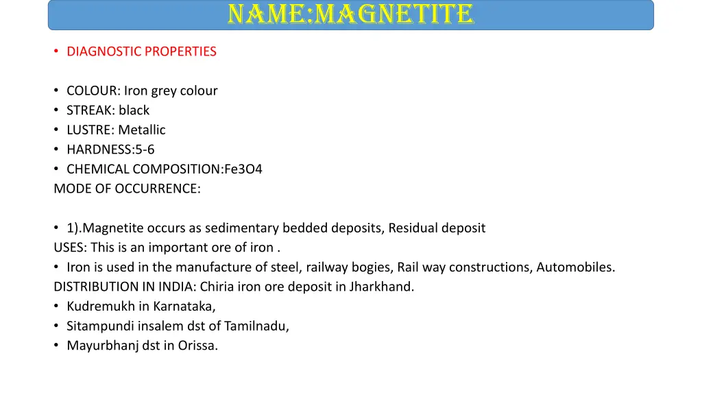 name magnetite