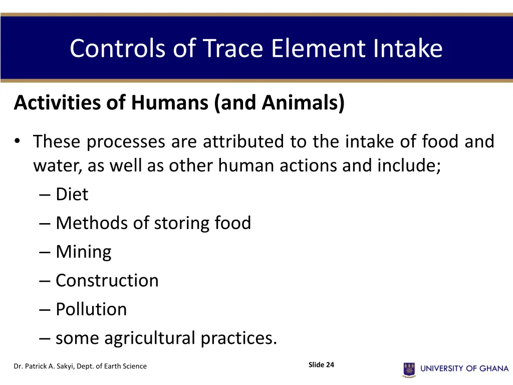 controls of trace element intake 2