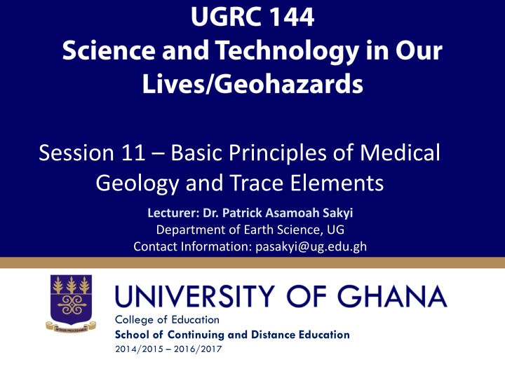 session 11 basic principles of medical geology