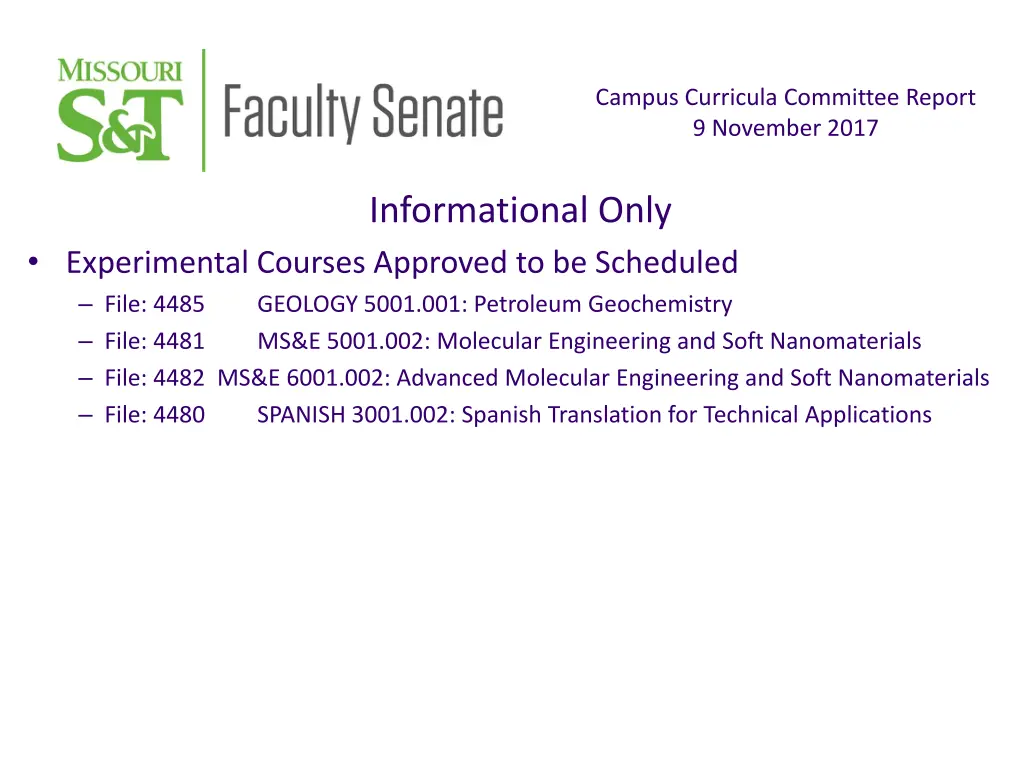 campus curricula committee report 9 november 2017 4