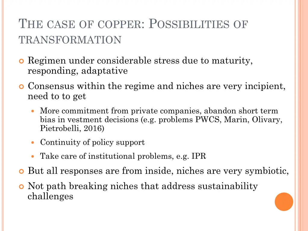 t he case of copper p ossibilities