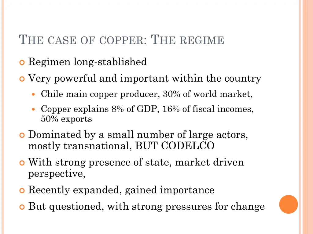 t he case of copper t he regime