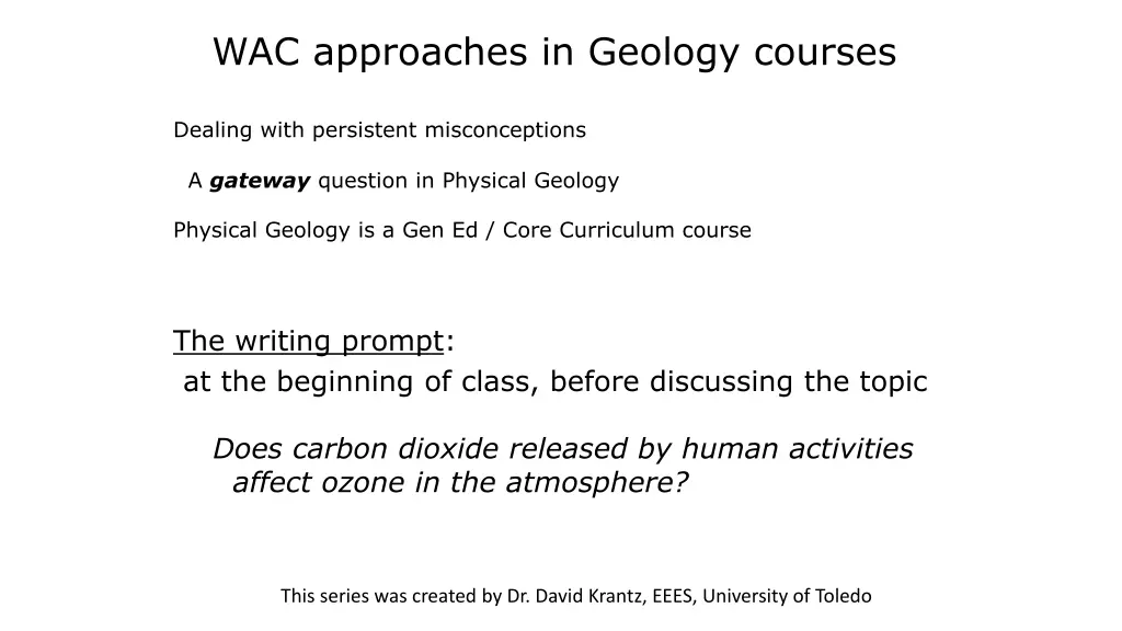 wac approaches in geology courses