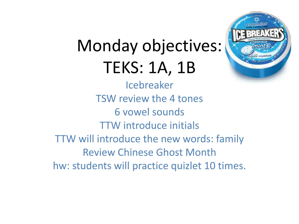 monday objectives teks 1a 1b icebreaker