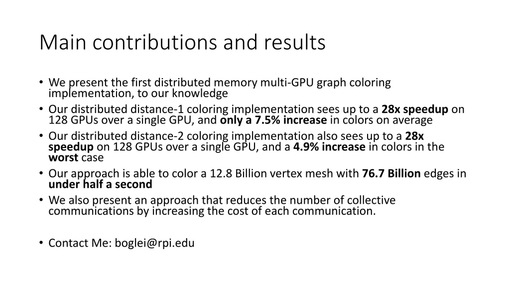 main contributions and results 1