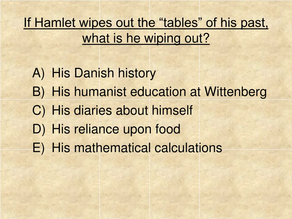 if hamlet wipes out the tables of his past what