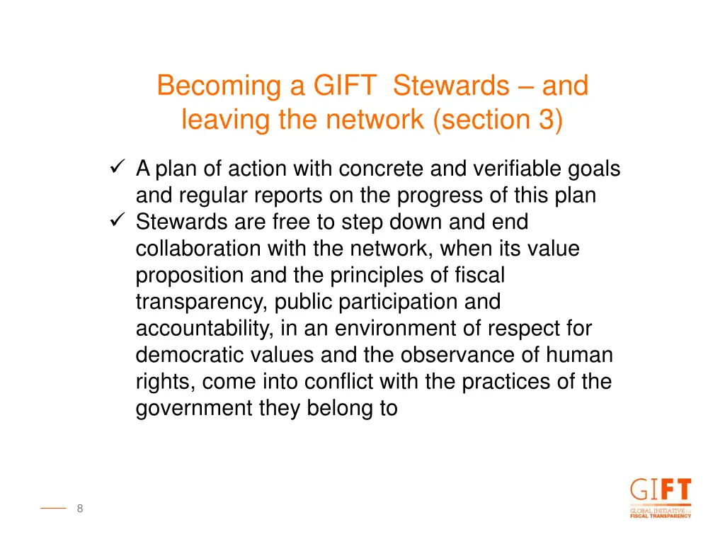 becoming a gift stewards and leaving the network