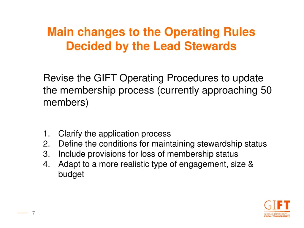 main changes to the operating rules decided