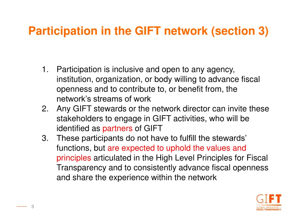 participation in the gift network section 3