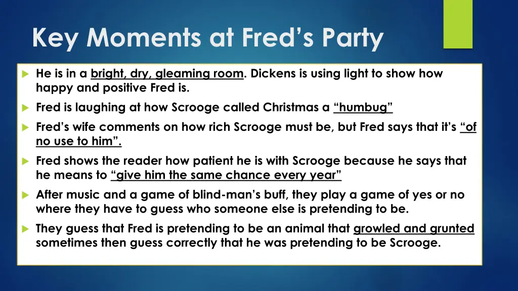 key moments at fred s party