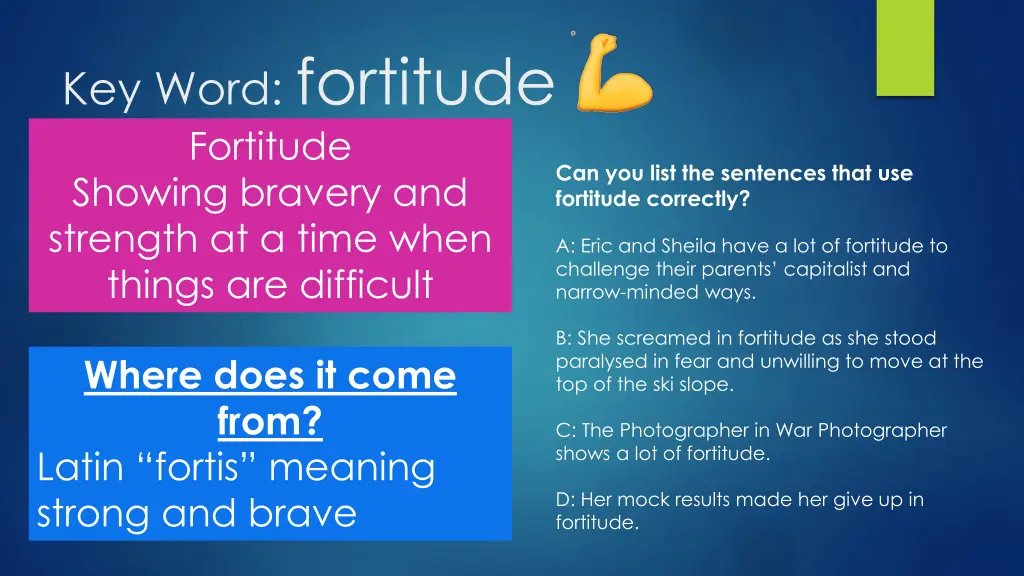 key word fortitude fortitude showing bravery