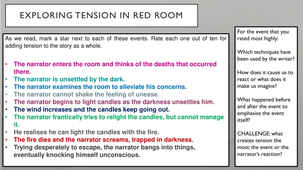 exploring tension in red room