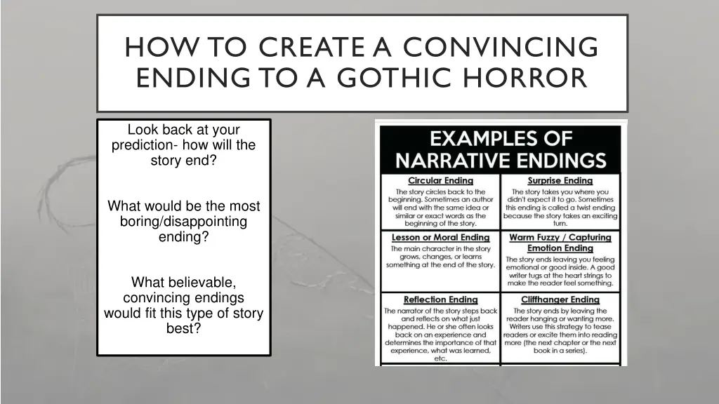 how to create a convincing ending to a gothic