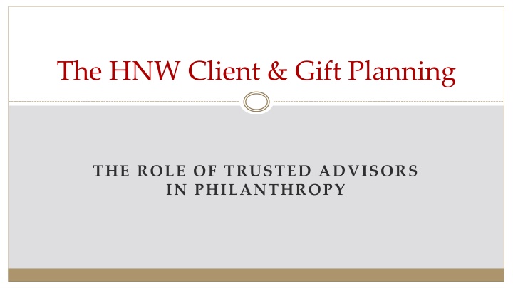 the hnw client gift planning