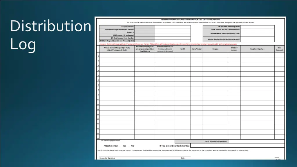 distribution log