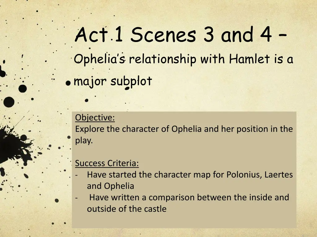 act 1 scenes 3 and 4 ophelia s relationship with