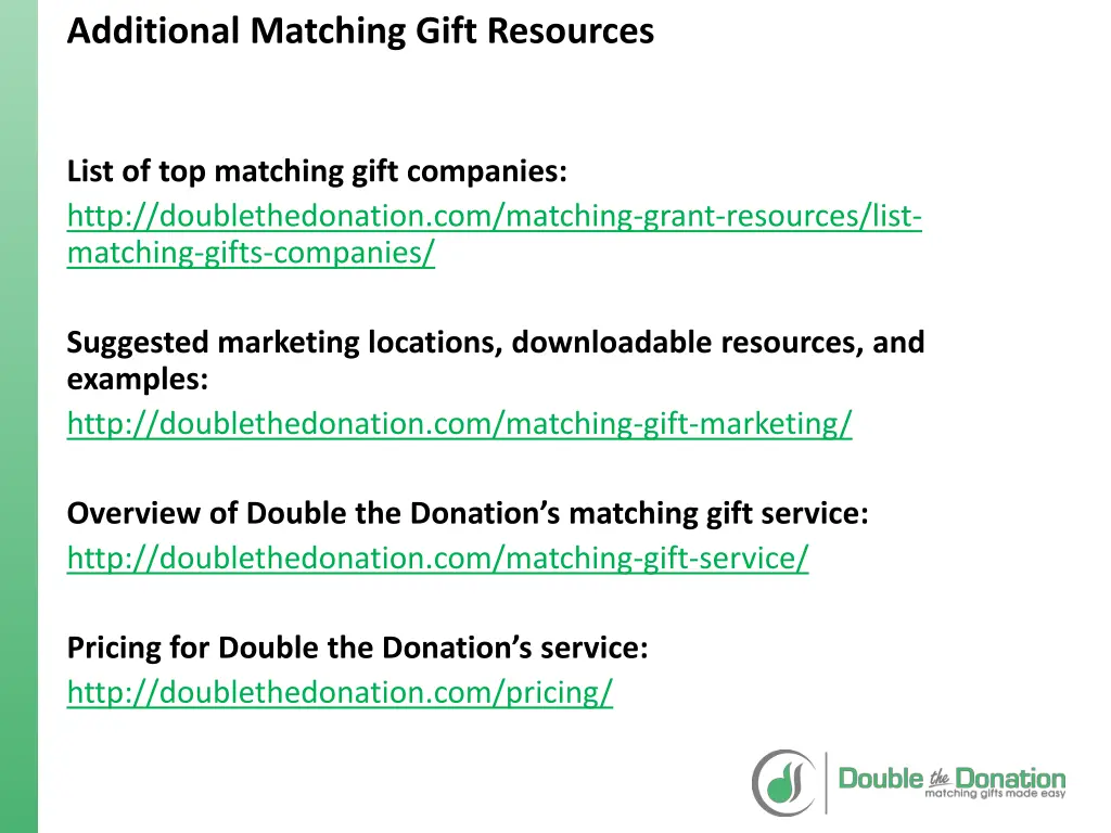 additional matching gift resources