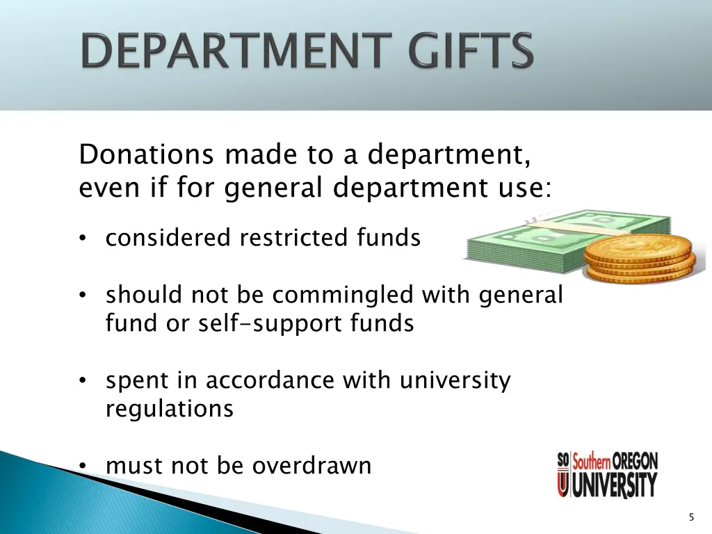 donations made to a department even