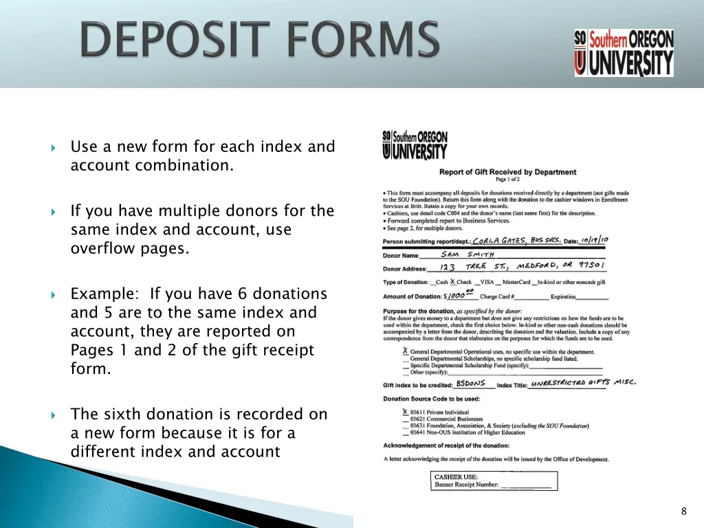 use a new form for each index and account