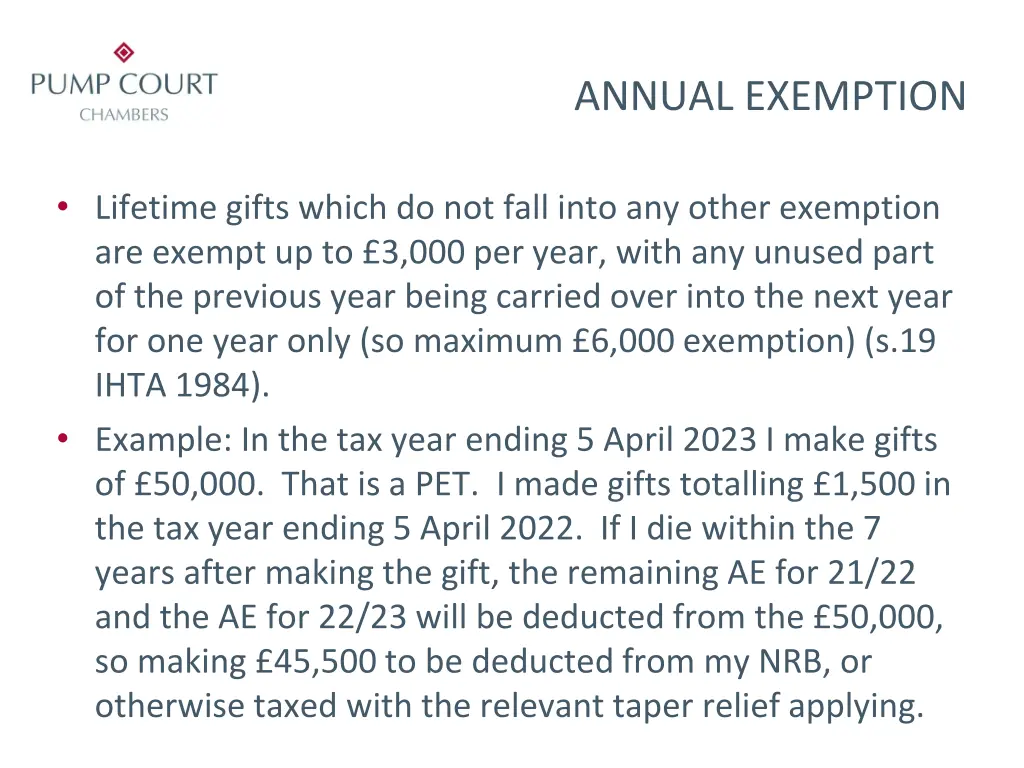 annual exemption