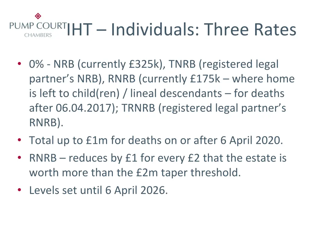 iht individuals three rates