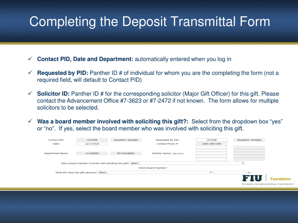 completing the deposit transmittal form 1