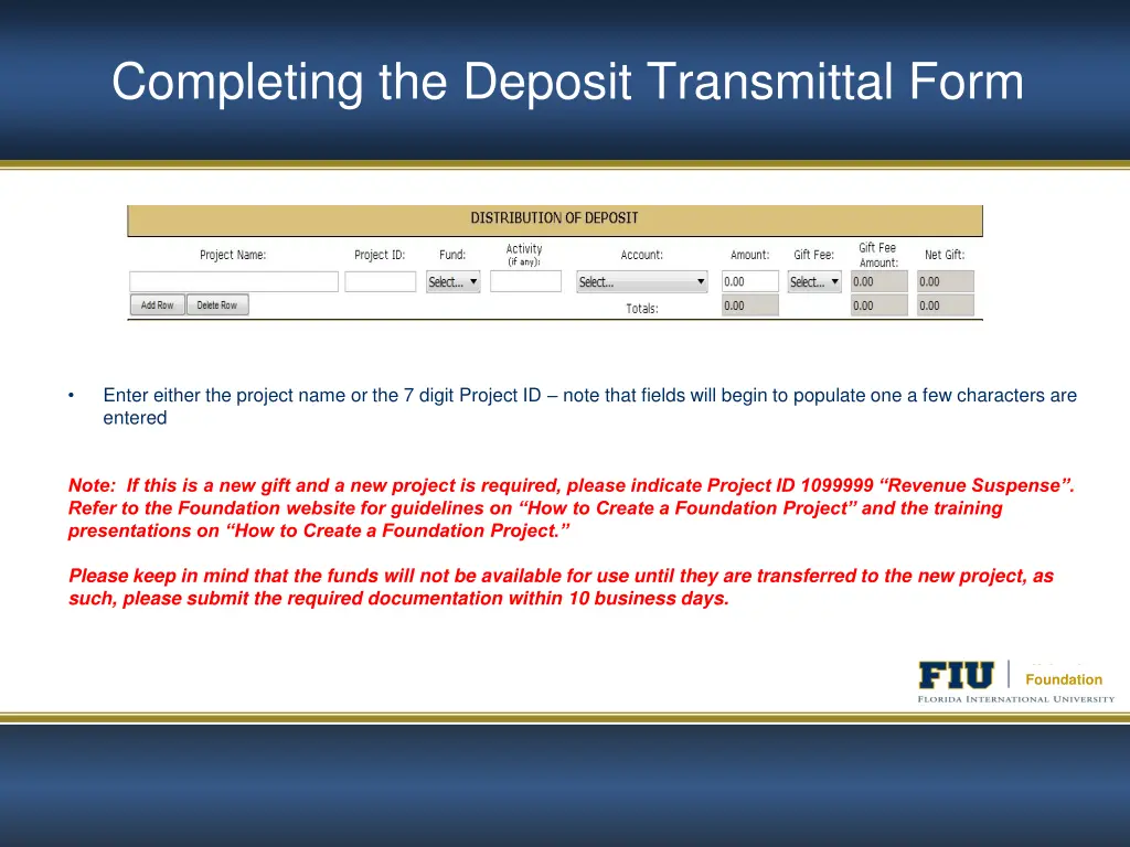 completing the deposit transmittal form 5