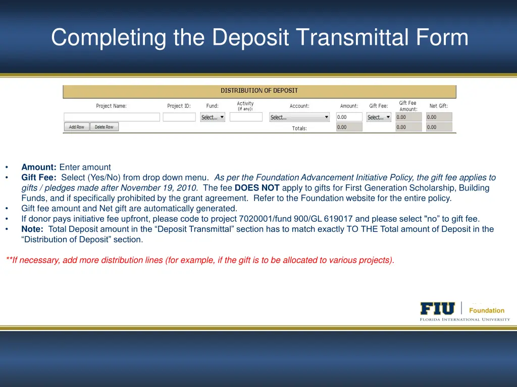 completing the deposit transmittal form 7