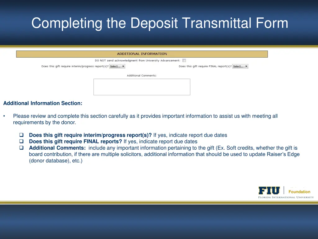 completing the deposit transmittal form 8