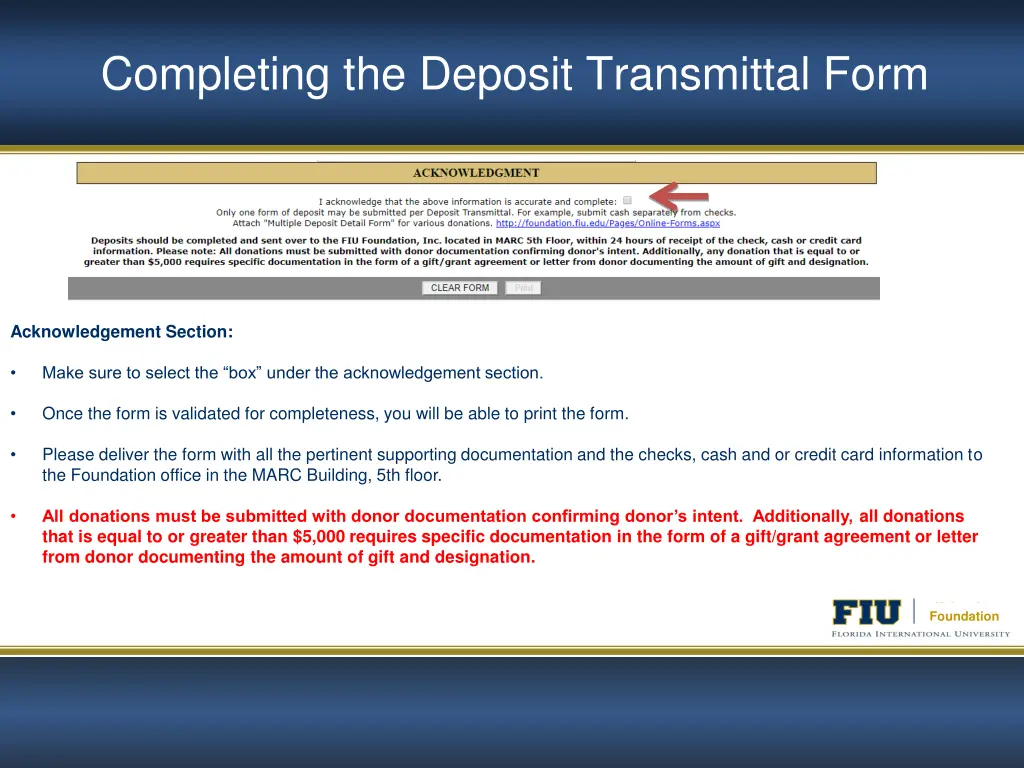 completing the deposit transmittal form 9