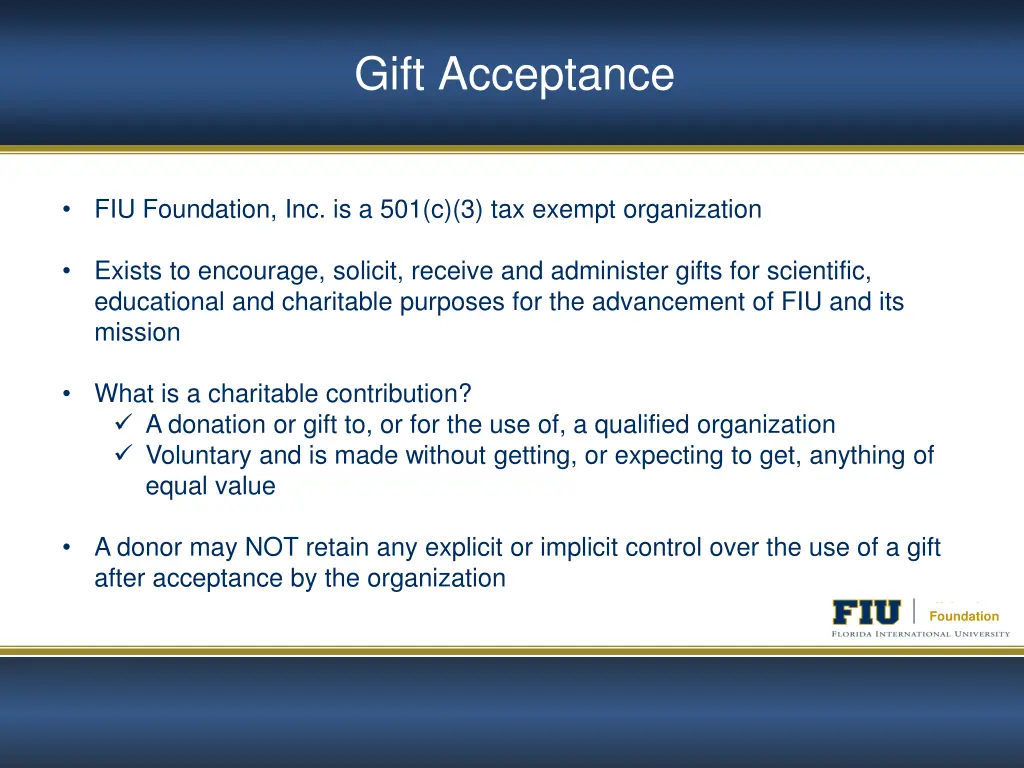 gift acceptance