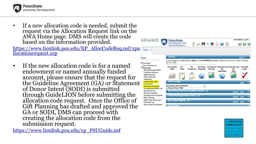 if a new allocation code is needed submit