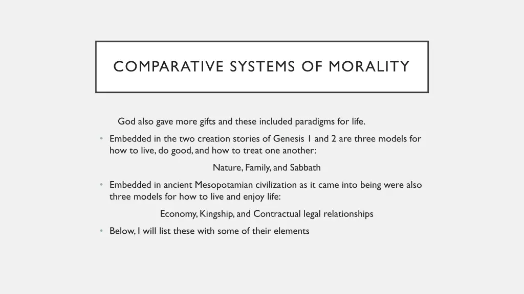 comparative systems of morality