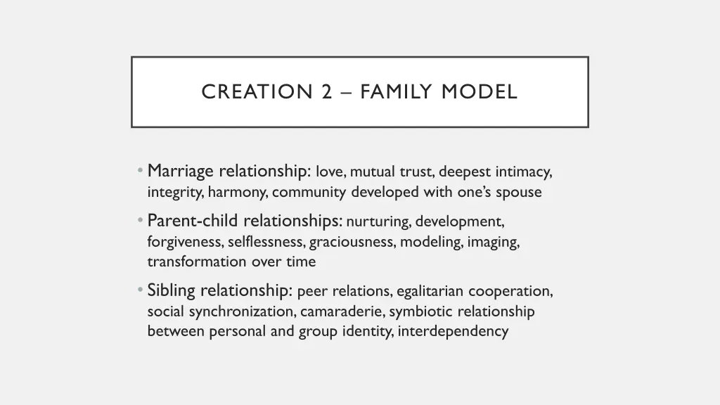 creation 2 family model