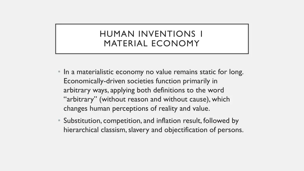 human inventions 1 material economy