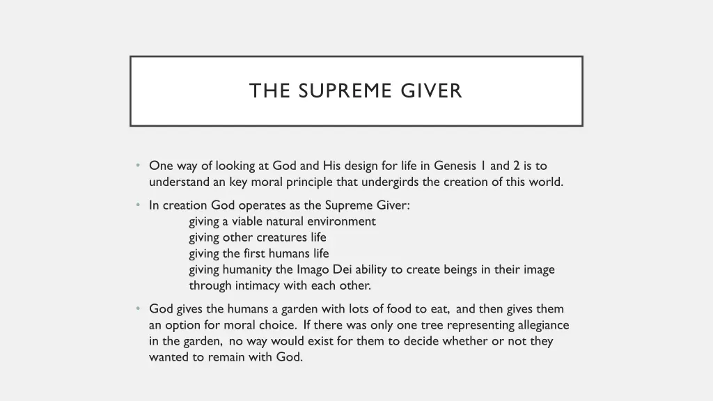 the supreme giver